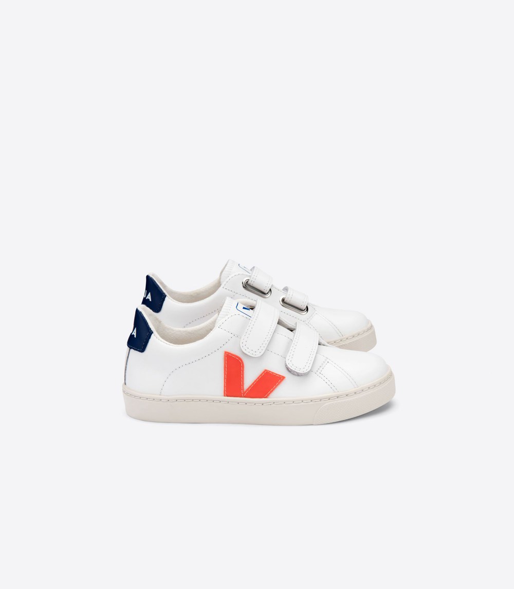 Veja Sneakers Kids - Esplar Velcro Leather - White - 0926LGNHM